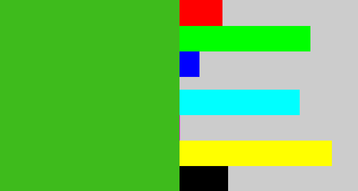 Hex color #3ebb1c - frog green