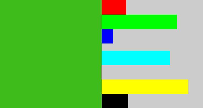 Hex color #3ebc1c - frog green