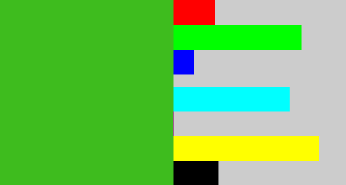 Hex color #3ebc1e - frog green