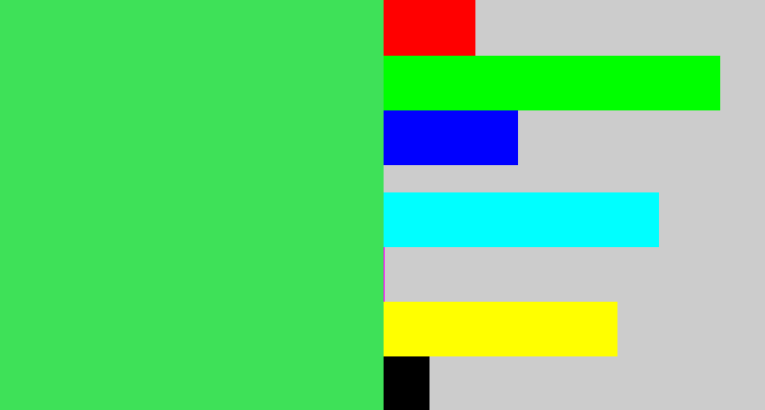 Hex color #3ee158 - light neon green