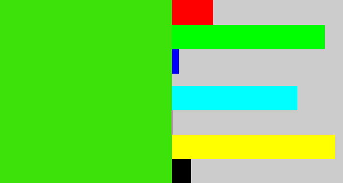 Hex color #3ee20b - vivid green