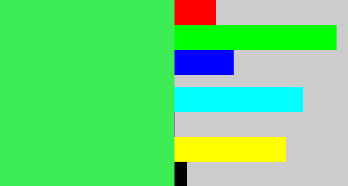Hex color #3eec56 - light neon green
