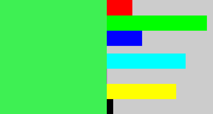 Hex color #3ef053 - light neon green