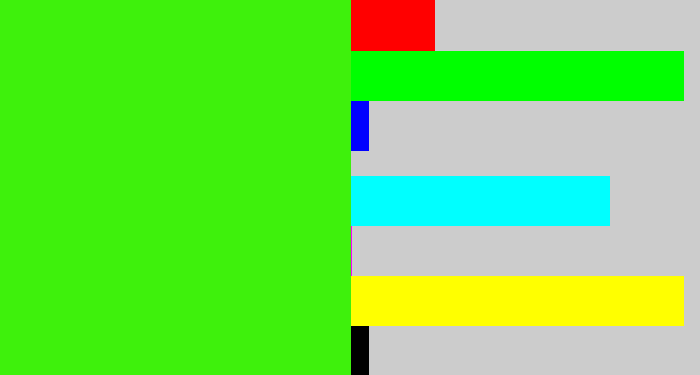 Hex color #3ef10c - poison green