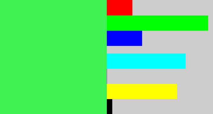 Hex color #3ef253 - light neon green