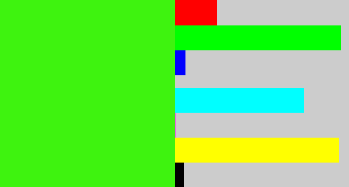 Hex color #3ef30f - poison green
