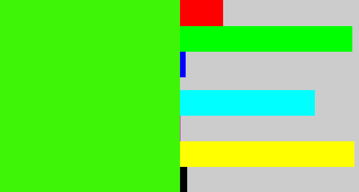 Hex color #3ef407 - poison green