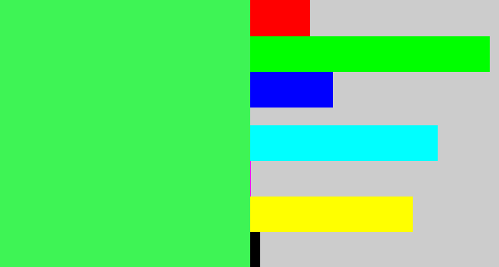 Hex color #3ef455 - light neon green