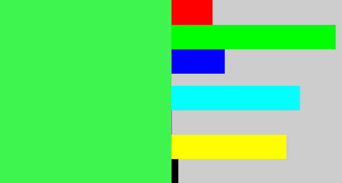 Hex color #3ef550 - light neon green