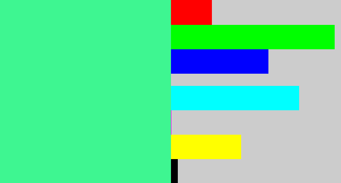 Hex color #3ef691 - weird green