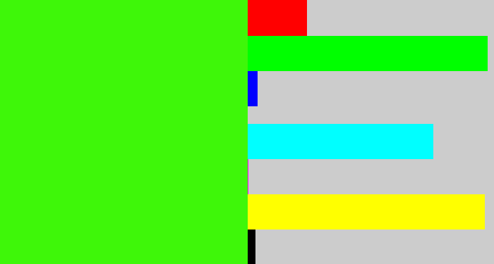 Hex color #3ef709 - poison green