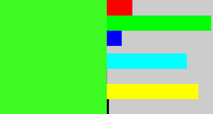 Hex color #3efa23 - poison green