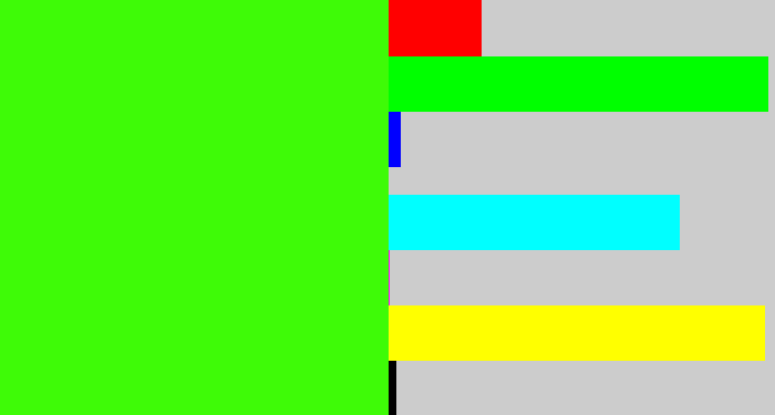 Hex color #3efb07 - poison green