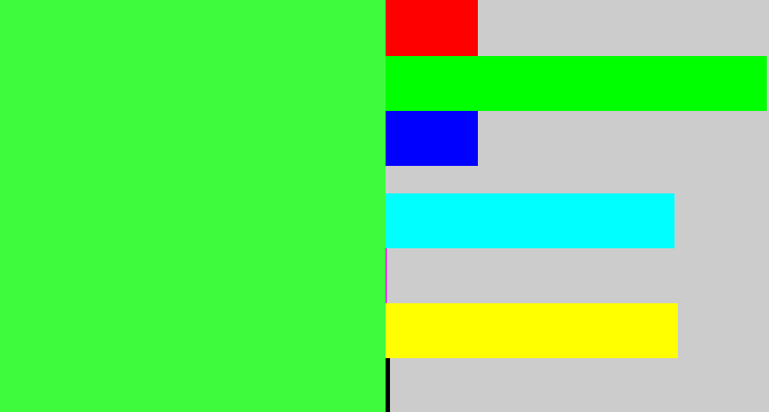 Hex color #3efc3d - light neon green
