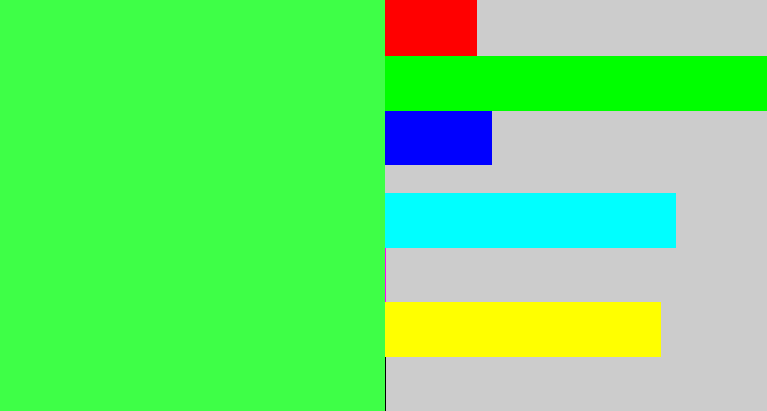 Hex color #3eff47 - light neon green