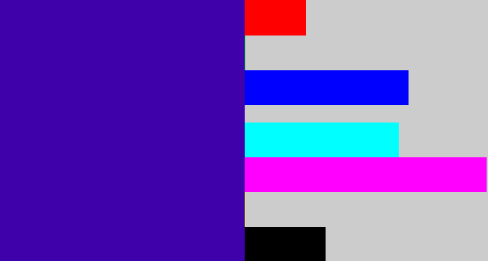 Hex color #3f01aa - indigo blue
