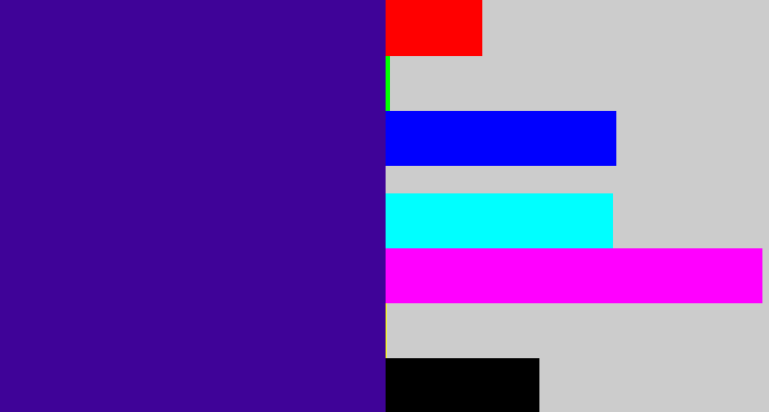Hex color #3f0398 - indigo