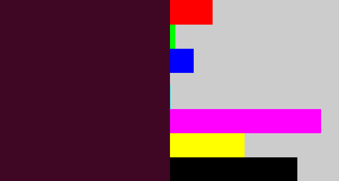 Hex color #3f0723 - dark plum