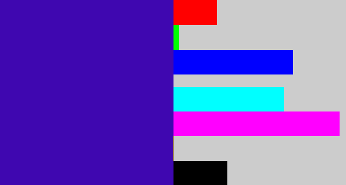 Hex color #3f07b0 - indigo blue