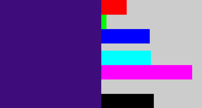 Hex color #3f0c7b - indigo