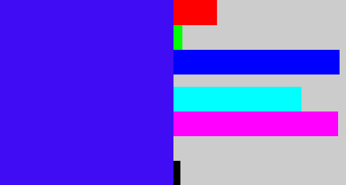 Hex color #3f0cf4 - blue/purple