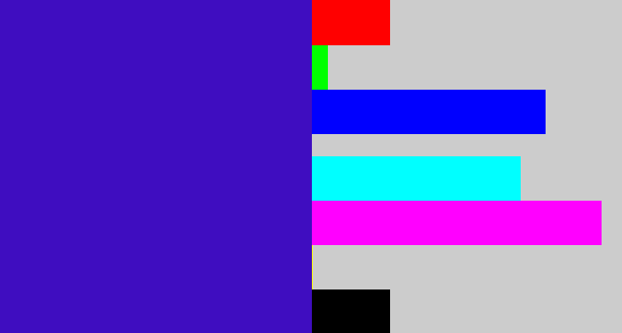 Hex color #3f0dc0 - indigo blue