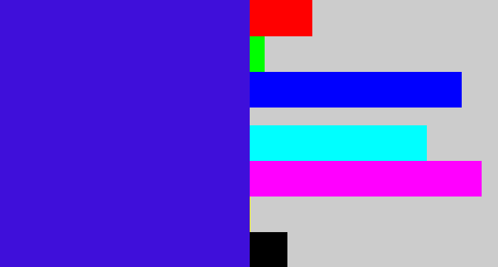 Hex color #3f0fda - violet blue