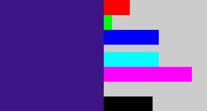 Hex color #3f1486 - indigo