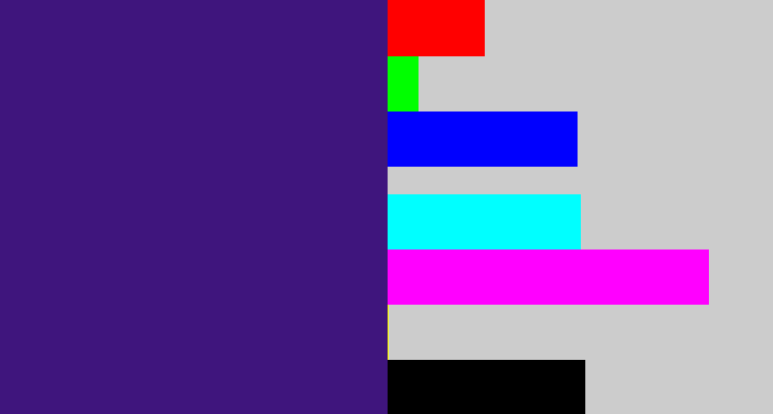 Hex color #3f157d - indigo