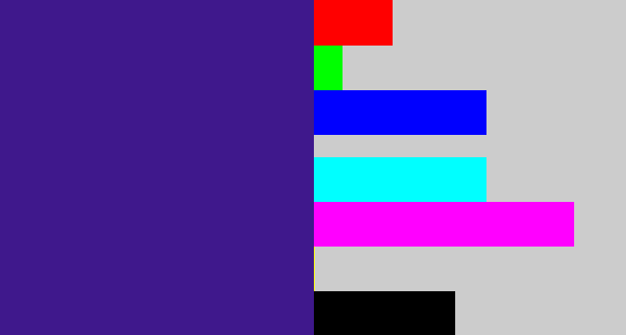 Hex color #3f188c - indigo