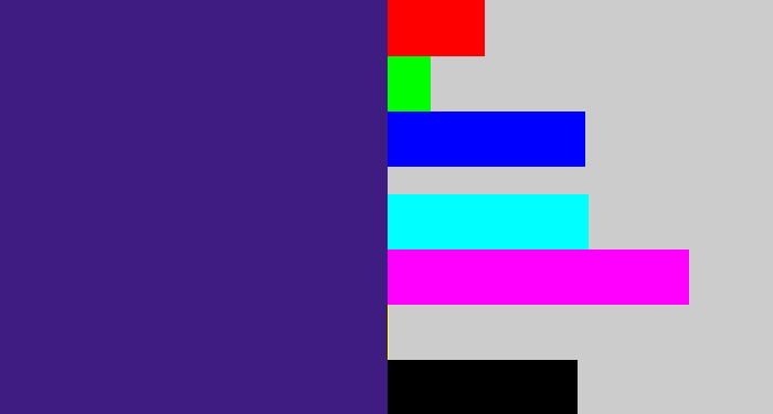 Hex color #3f1c82 - indigo