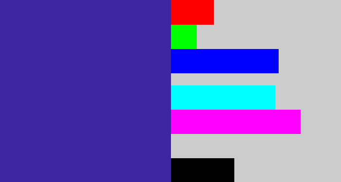Hex color #3f26a1 - indigo blue