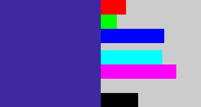 Hex color #3f29a1 - indigo blue