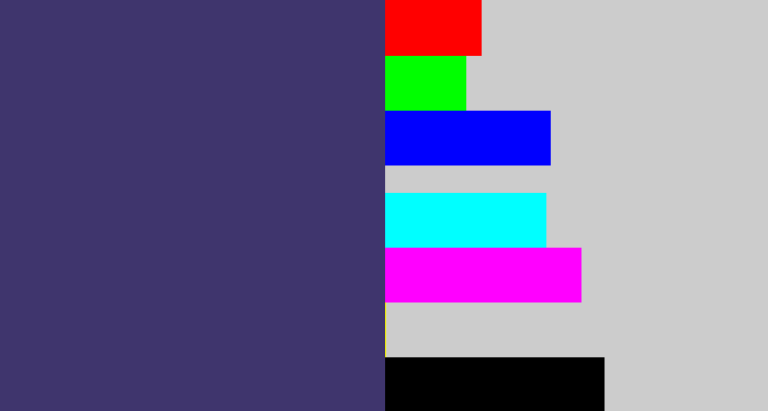 Hex color #3f356d - dark grey blue