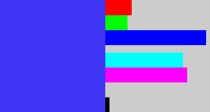 Hex color #3f35f4 - light royal blue