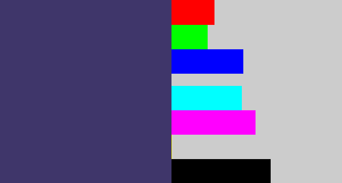 Hex color #3f366a - dark grey blue