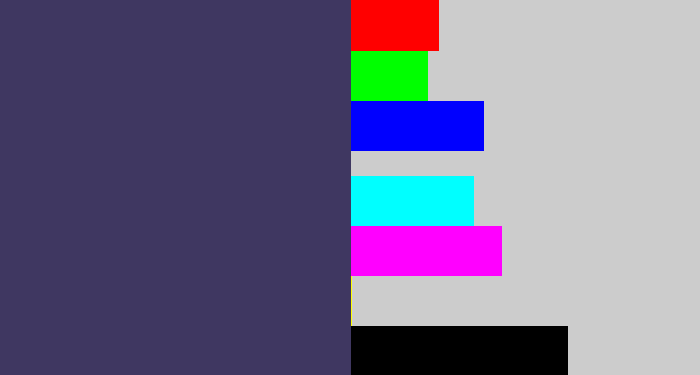 Hex color #3f3761 - dark grey blue