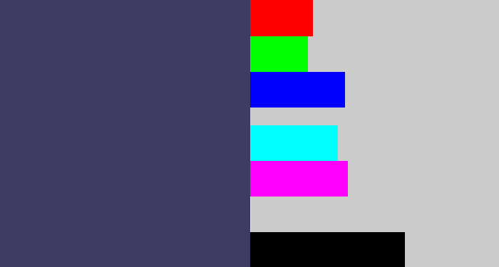 Hex color #3f3b61 - dark grey blue