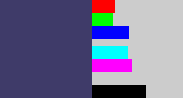 Hex color #3f3b69 - dark grey blue