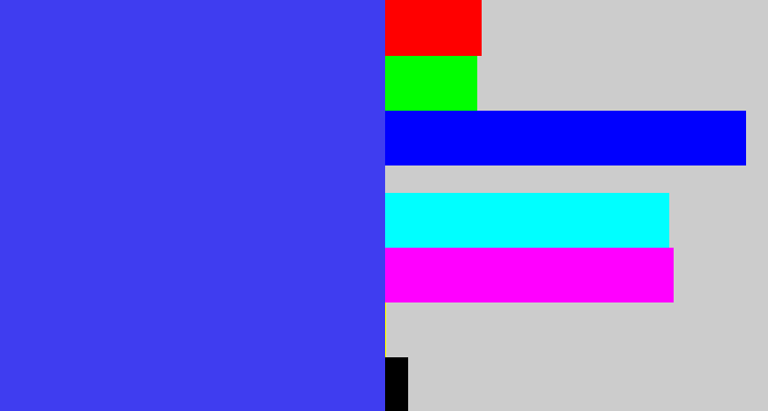 Hex color #3f3df0 - light royal blue