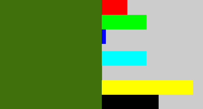Hex color #3f700b - dark grass green