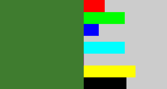 Hex color #3f7c2f - darkish green