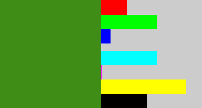 Hex color #3f8d16 - grass green