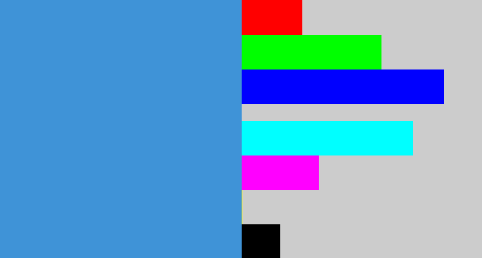Hex color #3f93d7 - dark sky blue
