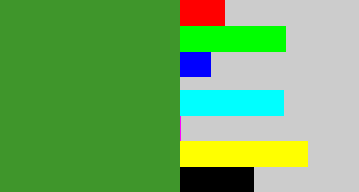 Hex color #3f962b - grass green