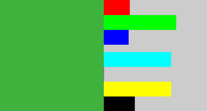 Hex color #3fb23e - medium green