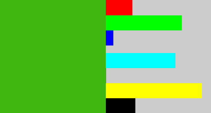Hex color #3fb711 - lawn green