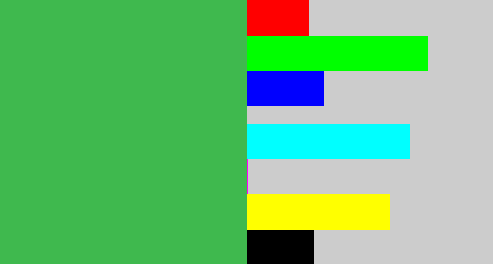 Hex color #3fb94e - medium green