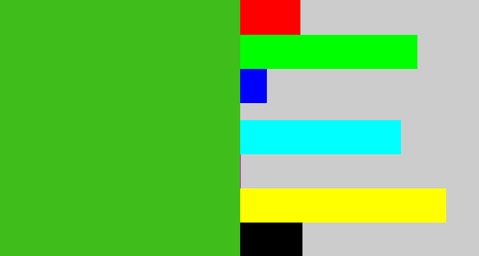 Hex color #3fbd1b - frog green