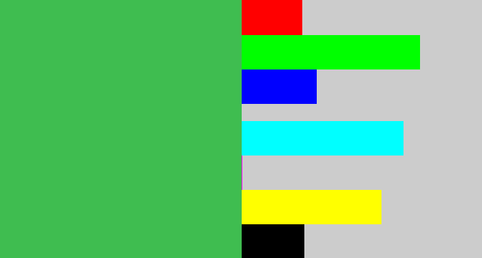 Hex color #3fbd50 - medium green
